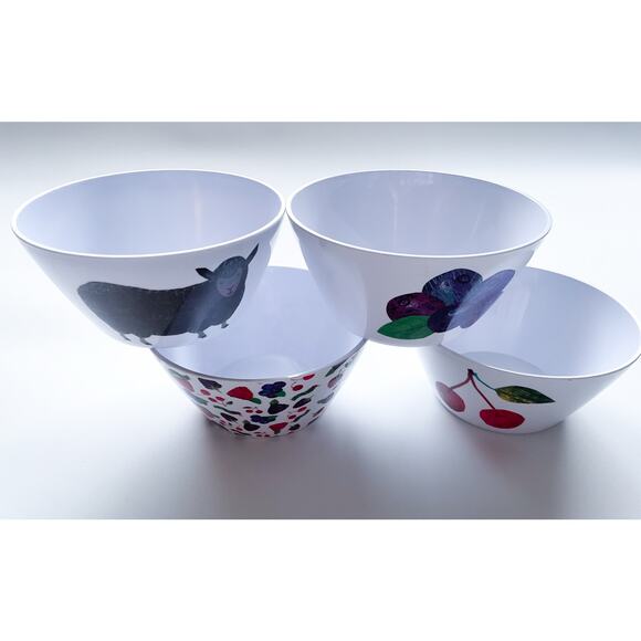 Eric Carle Brown Bear and Very Hungry Caterpillar Bowls Set of 4 - Picture 1 of 6